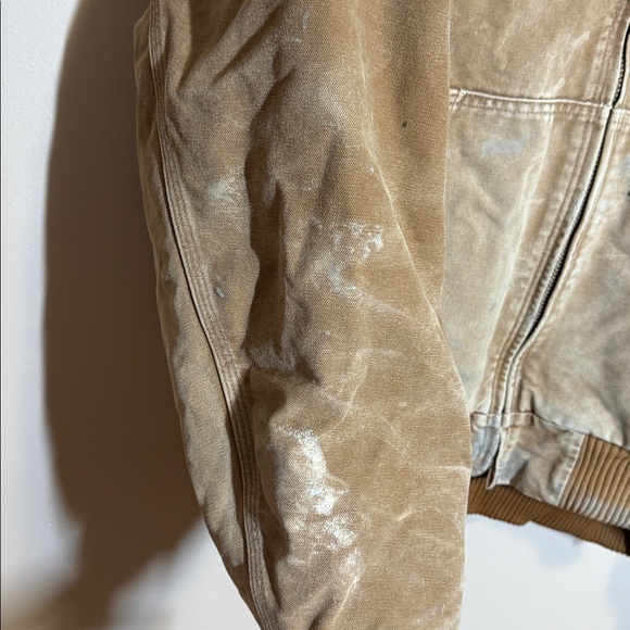 Vtg Carhartt J130 BRN Jacket Mens XL Distressed Brown Hooded Cotton Full Zip - Picture 2 of 5